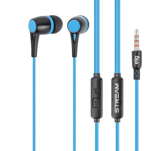 Fone de Ouvido Com Fio Intra-Auricular – Preto e Azul