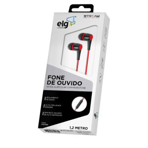 Fone de Ouvido Com Fio Intra-Auricular – Preto e Vermelho